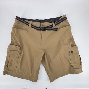 Orvis Mens Cargo Shorts Size 40 Khaki Tan Stretch Nylon Hiking Utility Belted